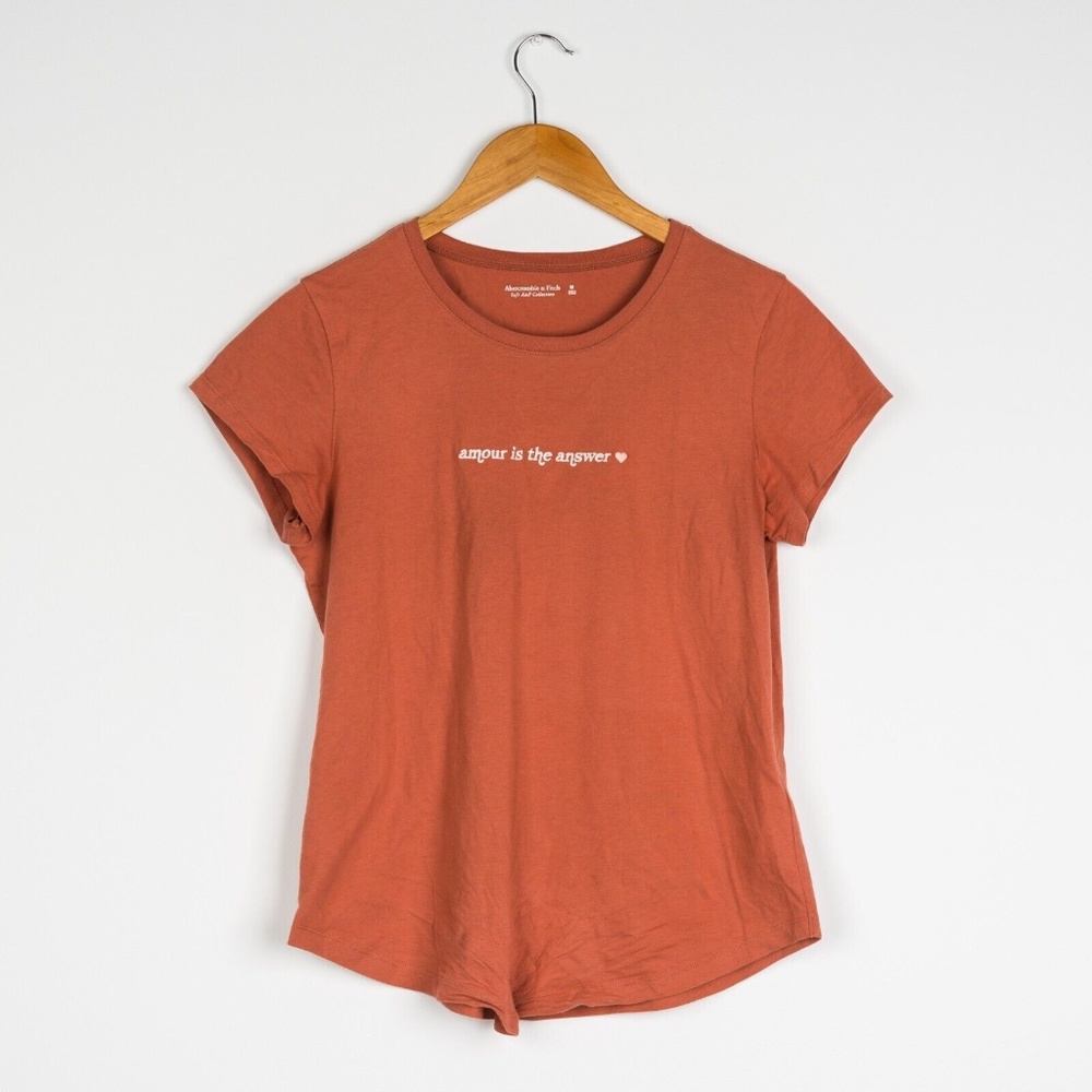 Abercrombie & Fitch Amour Is The Answer Rusty Peach Front Tie T-Shirt Medium